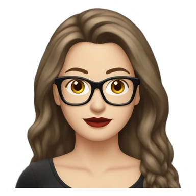Sexy-Caucasian-Mum-woman-goth-long-brown-hair-standing-wearing-glasses-plus-size-40s sticker