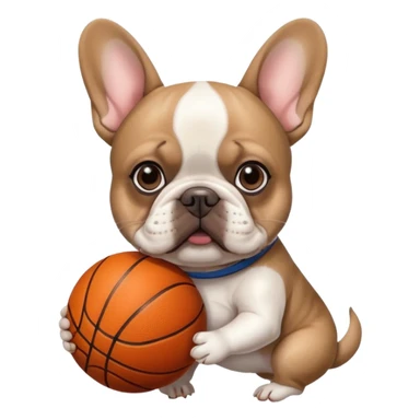 French bulldog with basketball  sticker