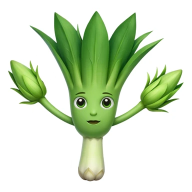 a leek with arms and eyes sticker