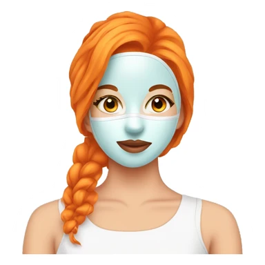 Girl with orange hair with face mask spa beauty full face relaxing sticker