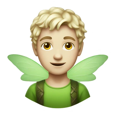 Boy Green Fairy, white skin, sticker