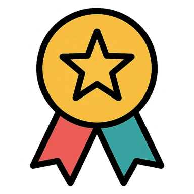 vector icon of an honorable mention award badge with gold and colorful elements, elegant and minimalist flat design, 2D flat vector, trending icon look, soft shadows, isolated on white background, no text, perfect for commercial use sticker