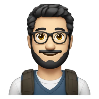 short beard man glasses nerd pixel with black hair and short head hair sticker