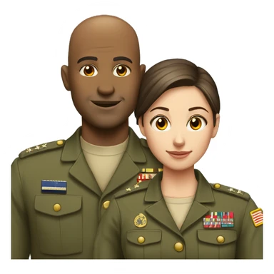 Bald man in military and his young brunette civilian girlfriend  sticker