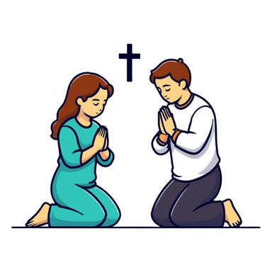 person praying and someone behind them sticker
