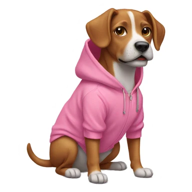 Dog wearing a pink hoodie sticker
