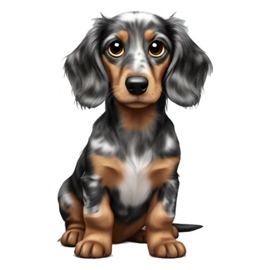 Tri Merle long haired Dachshund Puppy  sticker