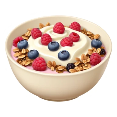 yogurt brown bowl with raspberries, blueberries and granola  sticker
