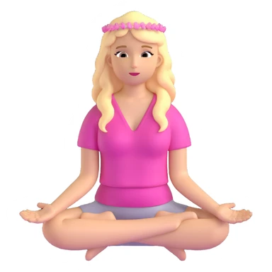 Blonde woman angel with long hair meditating with pink hair accessories sticker