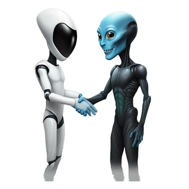 Alien and Elon Musk are shaking hands  sticker