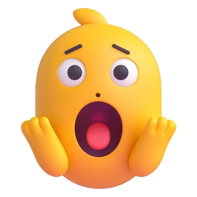 Shocked emoji in 3D style with a surprised expression, variant 7, no background, transparent background. sticker