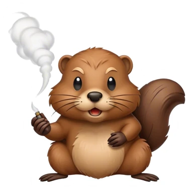 Beaver puffing smoke sticker