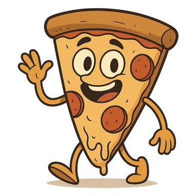 playful slice of pizza in flat toon style sticker