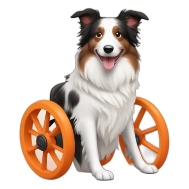 white cream red merle border collie on orange wheel chair sticker