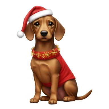 Dog wearing chrismast colthes ( teckel ) sticker