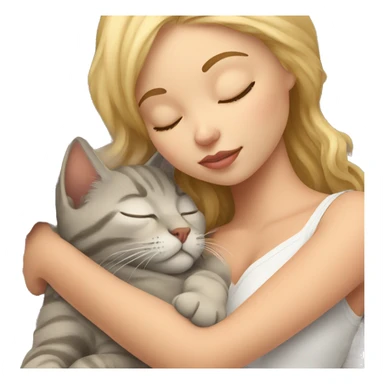 blonde girl sleeps with cat sticker