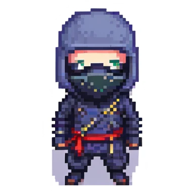 masked ninja, pixel art style sticker
