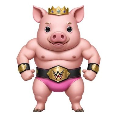 Pig with wwe championship sticker