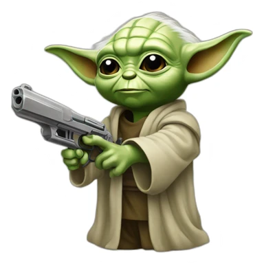 Yoda avec un pistolet sticker