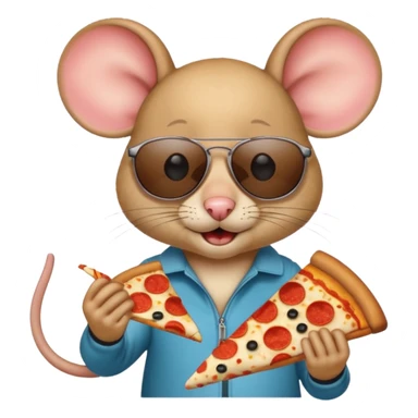 mouse wearing sunglasses eating a pizza sticker