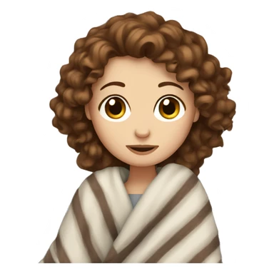 White Girl with curly brown hair in a blanket  sticker