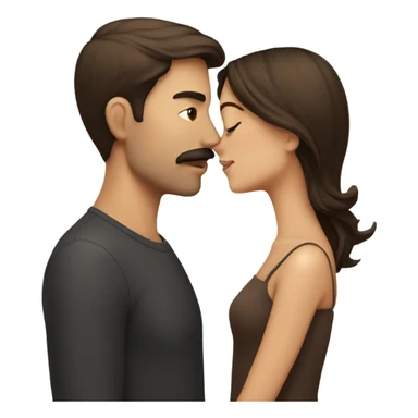 Man with brown hair and mustache kissed beautiful girl with dark brown hair  sticker