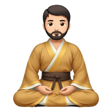 Beautiful man with lightly tan skin and dark beard in Hanfu sitting on the ground sticker