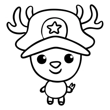 Tony Tony Chopper with pink hat, blue nose, reindeer form sticker