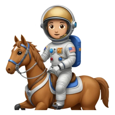 An Astronaught riding a horse and the horse has a space helmet on sticker