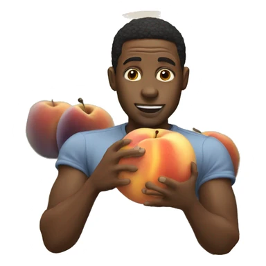 Black guy eating big peach sticker