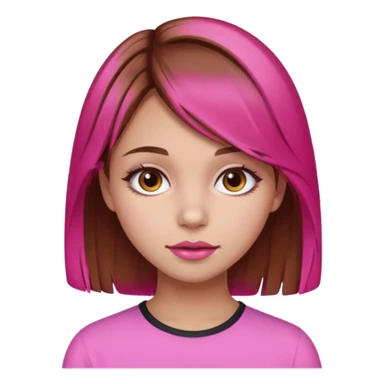 girl with brown hair and hot pink highlights sticker