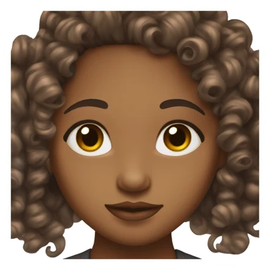 brown girl with curly hair, brown eyes and brown lip linee sticker