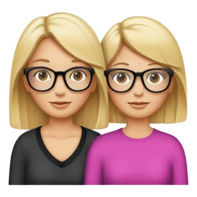 je voudrai un emoji d'une maman blonde avec des lunettes et de sa fille aux cheveux longs et blonds avec des lunettes sticker