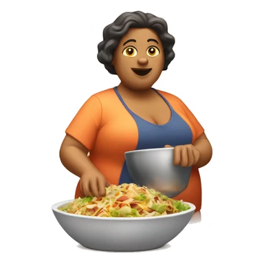 Fat lady making chipotle bowl sticker
