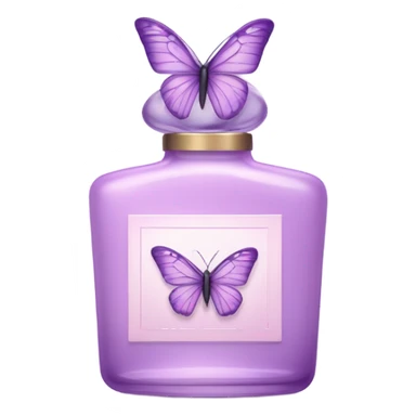  pastel violet butterfly resting on an elegant lavender perfume bottle with fork pink details. sticker