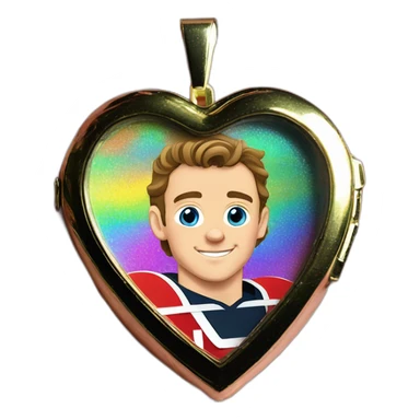 Jonathan Toews inside a rainbow locket heart sticker