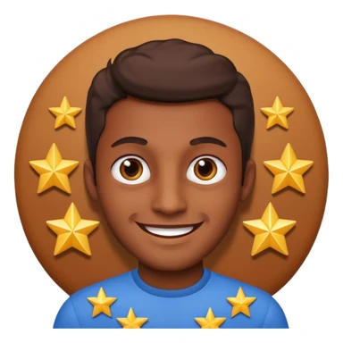 A brown skin man with star eyes sticker