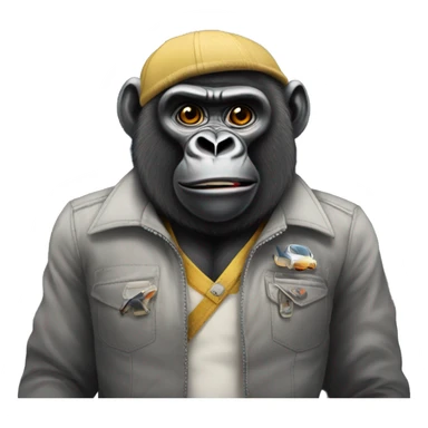 gorilla with human clothes in a aeroplane sticker