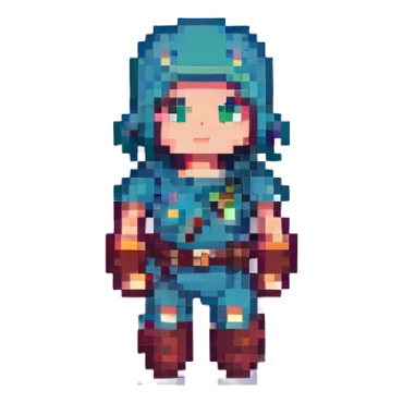 a character similar to the reference image, pixel art style sticker