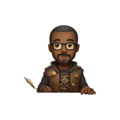 dungeon master in front of dm screen sticker