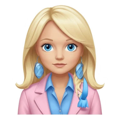 Emma Bunton with blonde long hair, blue eyes, light pink outfit sticker