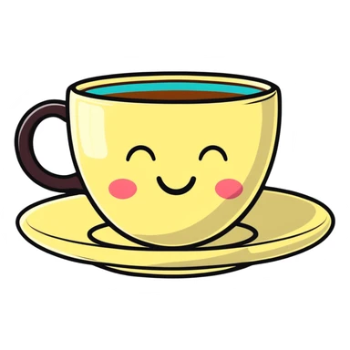 Cute tea cup with a happy face sticker