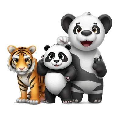 A panda an elephant and a tiger taking a picture sticker