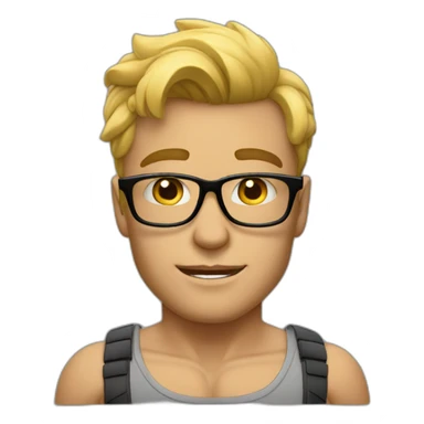 a guy fashion very bodybuilder glasses, developper with mac book sticker