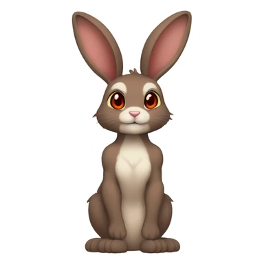 Anthro, Fur-Sona, Dark-Brown, Normal-type-Ground-type Tan-Rabbit-Fakémon with Dark-Red eyes, beige ears, beige belly, beige paws, beige feet, beige freckles, full body sticker
