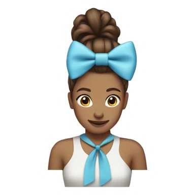 light blue bow on brown hair ponytail  sticker