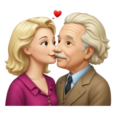 albert einstein kissing a blonde woman sticker