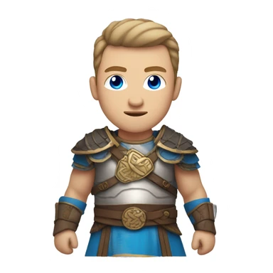 British white male with skin fade brown hair and blue eyes wearing a Mongolian warrior outfit sticker