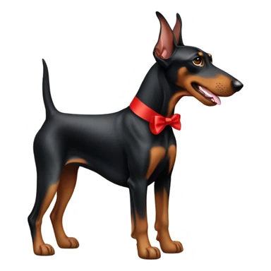 Doberman dog with red bow sticker