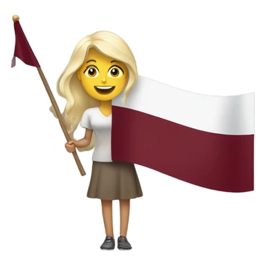 Happy blonde woman with a flag of Latvia in hands sticker
